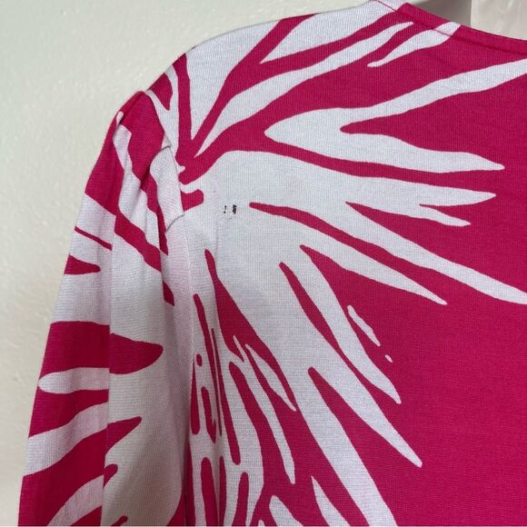 Lilly Pulitzer Bellanna Azalea Pink Frilly Ferns Dress Silk Women Large FLAWED - Picture 9 of 16